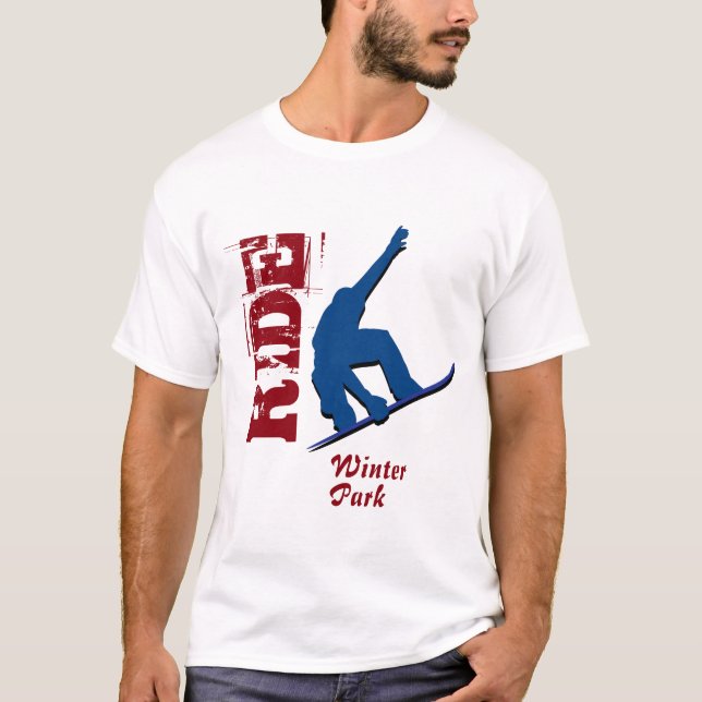 Red Ride Winter Park Snowboard T-Shirt (Front)