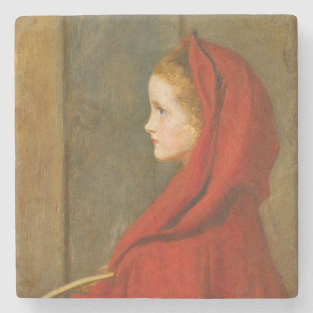 Red Riding Hood (by John Everett Millais) Stone Coaster (Front)
