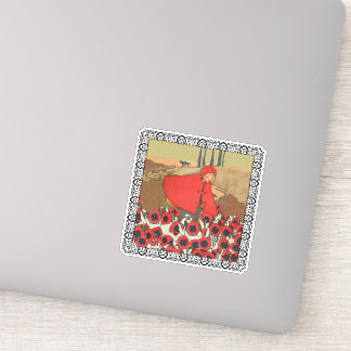 Red Riding Hood Field Red Poppies Wolf Framed