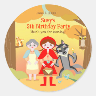 Red Riding Hood Girl Birthday Party Classic Round Sticker