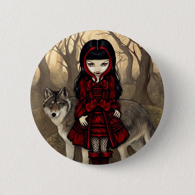"Red Riding Hood in Autumn" Button (Front)