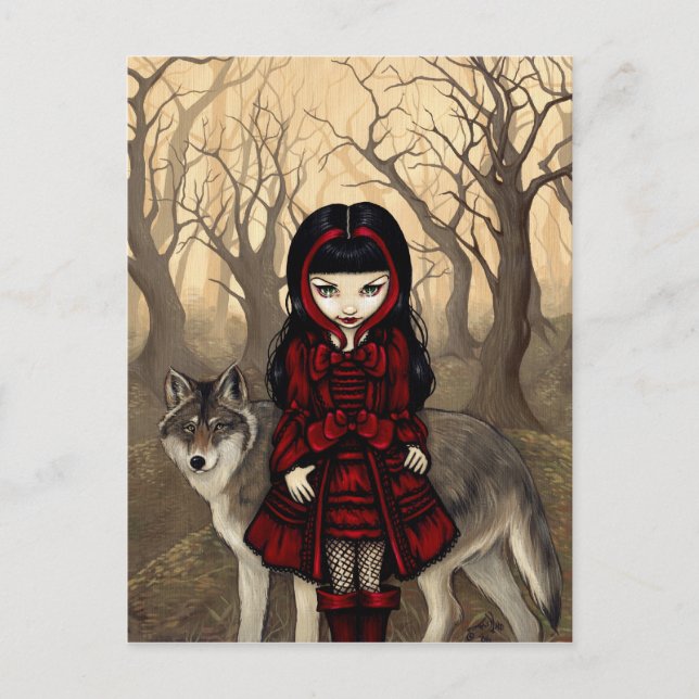 "Red Riding Hood in Autumn" Postcard (Front)