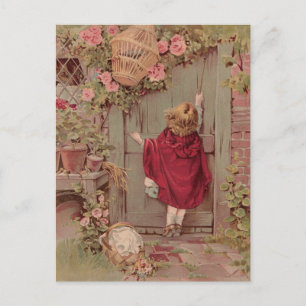 Red Riding Hood Knocks on the Door Postcard