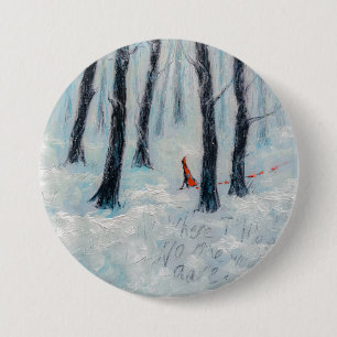 Red Riding Hood-like figure in a winter forest 7.5 Cm Round Badge