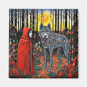 Red Riding Hood meets The Wolf Magnet