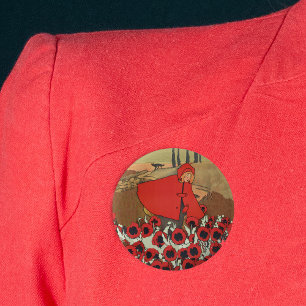 Red Riding Hood Picking Poppies Button