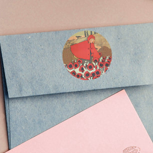 Red Riding Hood Picking Poppies Stickers