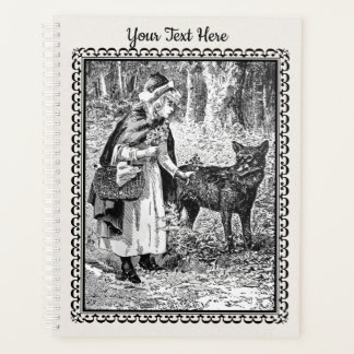 Red Riding Hood Vintage Black White Framed Drawing Planner