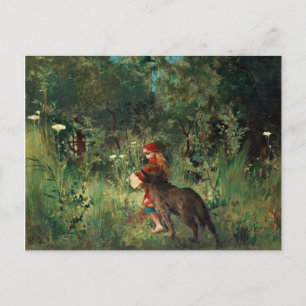 Red Riding Hood with Wolf Postcard