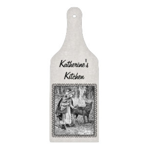 Red Riding Hood Wolf Black White in Frame Cutting Board