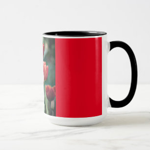 Red Ringer Mug with Red Tulips