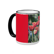 Red Ringer Mug with Red Tulips