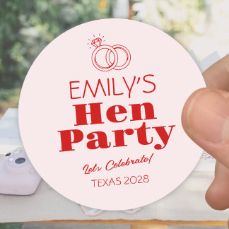 Red Rings Hen Party Classic Round Sticker