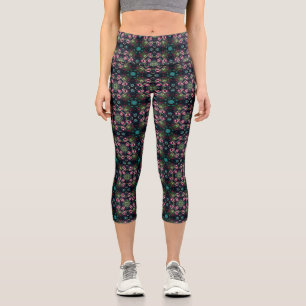 Red Ripe Apples On Tree Abstract Capri Leggings