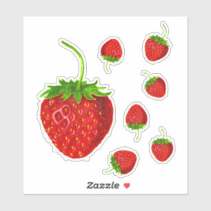 Red Ripe Strawberry Pattern Sticker