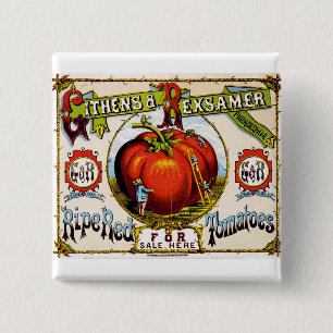 Red Ripe tomatoes For Sale - Vintage Ad 15 Cm Square Badge