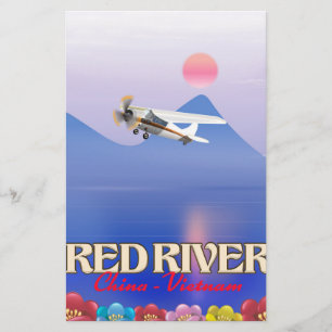 Red River Cambodia Vacation poster Stationery