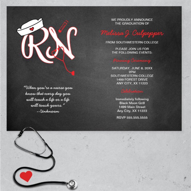 RED RN graduation nurse pinning ceremony invites (Creator Uploaded)