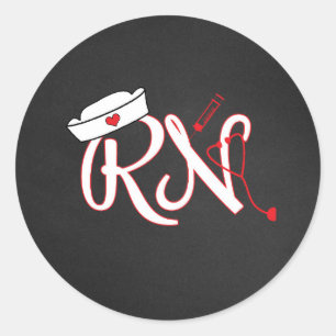 Red RN nurse favour sticker / envelope seal