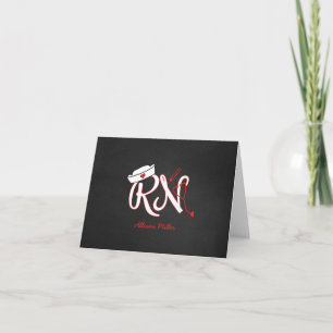 Red RN thank you cards, nurse graduation gift idea Card