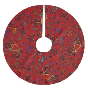 Red road bikes brushed polyester tree skirt