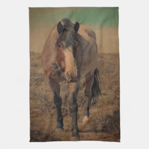 Red Roan and Sage Brush Horse Kitchen Towel