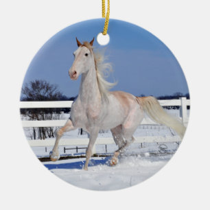Red Roan in Snow Ceramic Tree Decoration