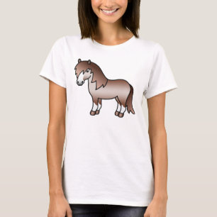 Red Roan Shetland Pony Cute Cartoon Illustration T-Shirt