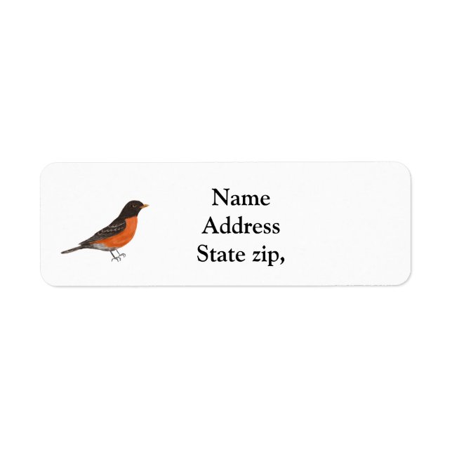 Red Robbin bird office stickers, labels, (Front)