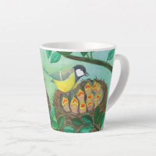 Red Robin and Great Tit Bird Nesting   Latte Mug