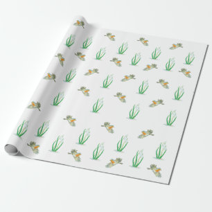 Red Robin Birds and Snowdrops, Galanthus nivalis Wrapping Paper