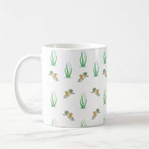 Red Robin Birds and Snowdrops spring pattern Coffee Mug