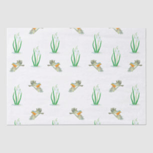 Red Robin Birds and Snowdrops spring pattern  Tissue Paper
