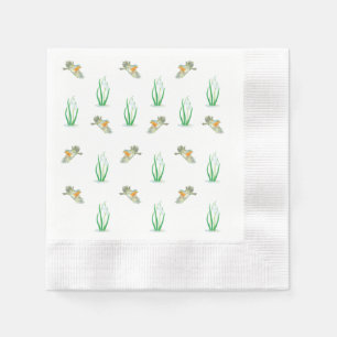 Red Robin Birds & Snowdrops Playful Spring Pattern Napkin