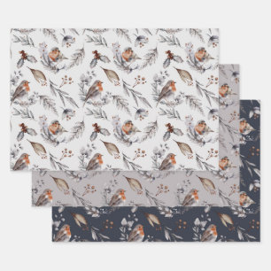 Red Robin Festive Christmas Wrapping Paper Sheet