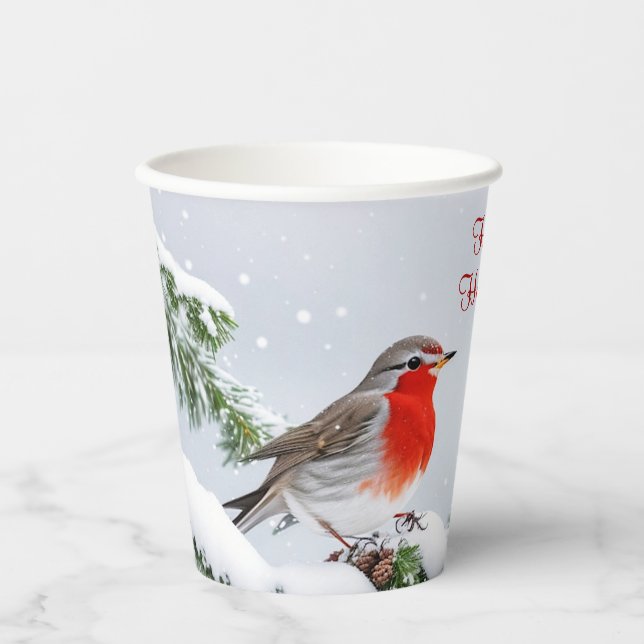 Red Robin Holiday Christmas Paper Cups (Front)