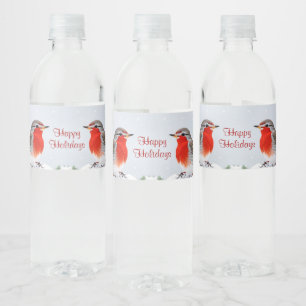 Red Robin Holiday Christmas Water Bottle Label