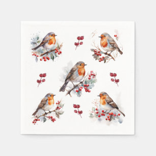 Red Robin Holly Christmas Napkin