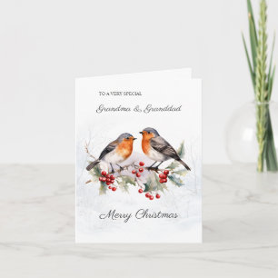 Red Robin Holly Grandparents Christmas Card