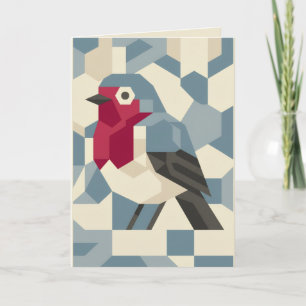 Red Robin in Vector Block Christmas Card