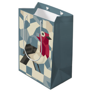 Red Robin in Vector Block Gift Bag - Medium