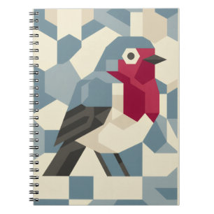 Red Robin in Vector Block Spiral Notebook