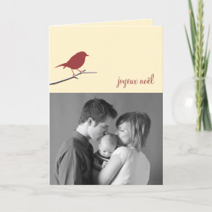 Red robin Joyeux Noël Christmas photo modern Holiday Card