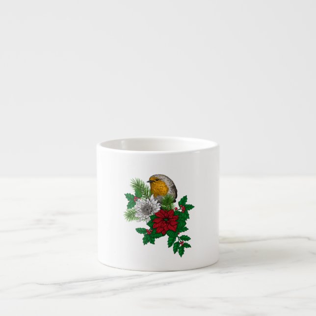 Red robin on Christhmas decoration Espresso Cup (Front)