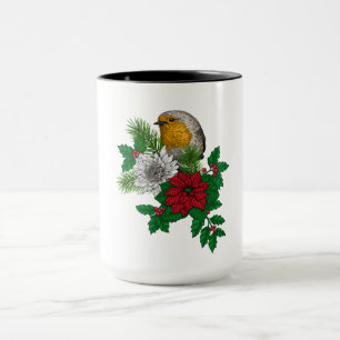 Red robin on Christhmas decoration Mug