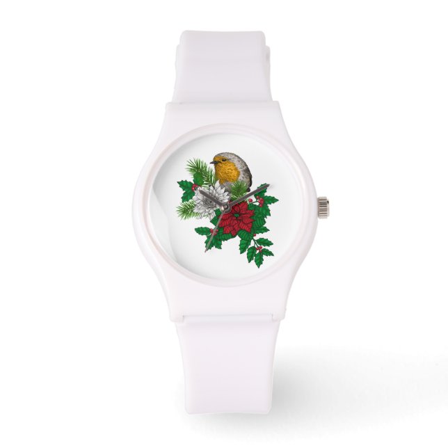 Red robin on Christhmas decoration Watch (Front)