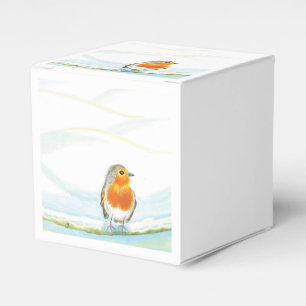 Red Robin on snowy branch in winter Favour Box