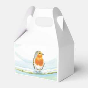Red Robin on snowy branch in winter Favour Box