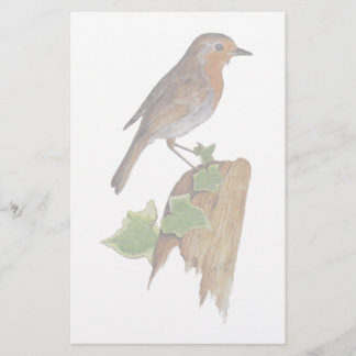 Red robin on wooden post stationery