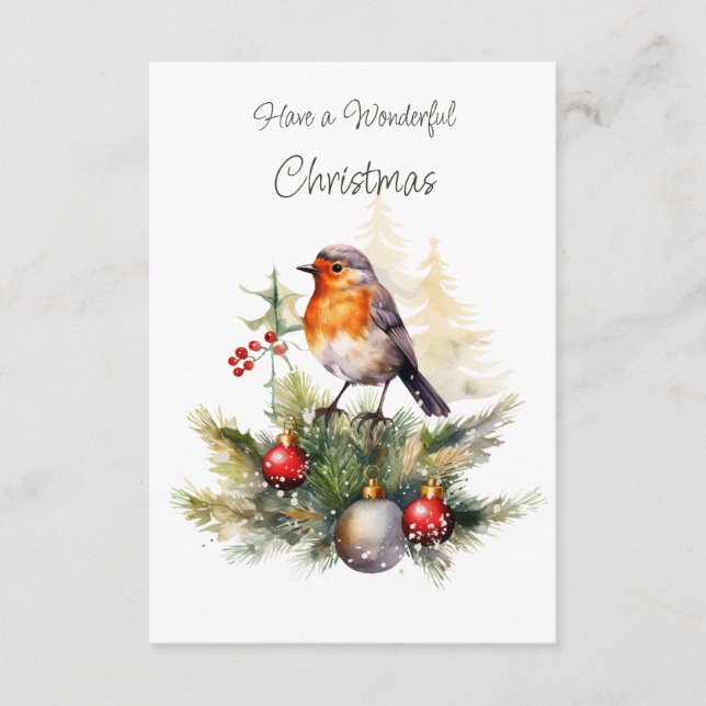 Red Robin Pine Christmas Enclosure Card (Front)